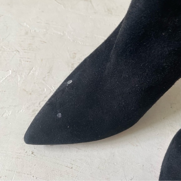 Jimmy Choo Black Velvet Boots With Pom Pom Size EU 38.5 US 8 - Picture 16 of 16